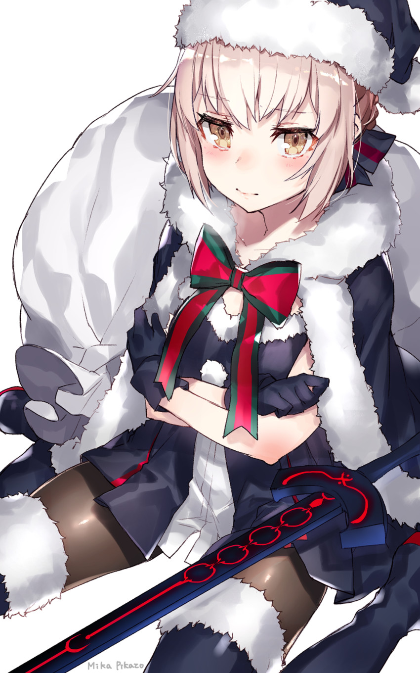 artoria pendragon, saber alter, and santa alter (fate and 1 more) drawn by mika_pikazo