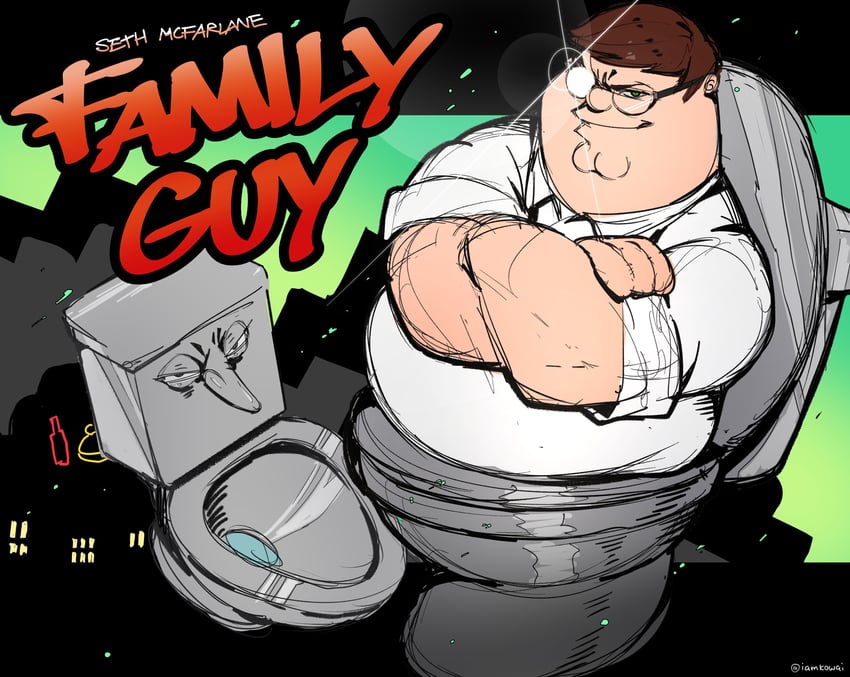 peter griffin and glenn quagmire (tengen toppa gurren lagann and 2 more) drawn by kowai_(iamkowai)