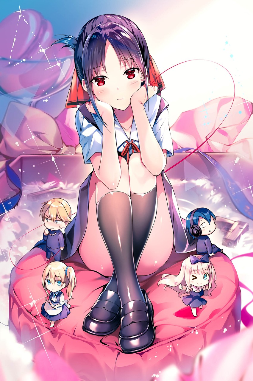 shinomiya kaguya, fujiwara chika, hayasaka ai, shirogane miyuki, and ishigami yuu (kaguya-sama wa kokurasetai ~tensai-tachi no renai zunousen~) drawn by rei_(rei's_room)