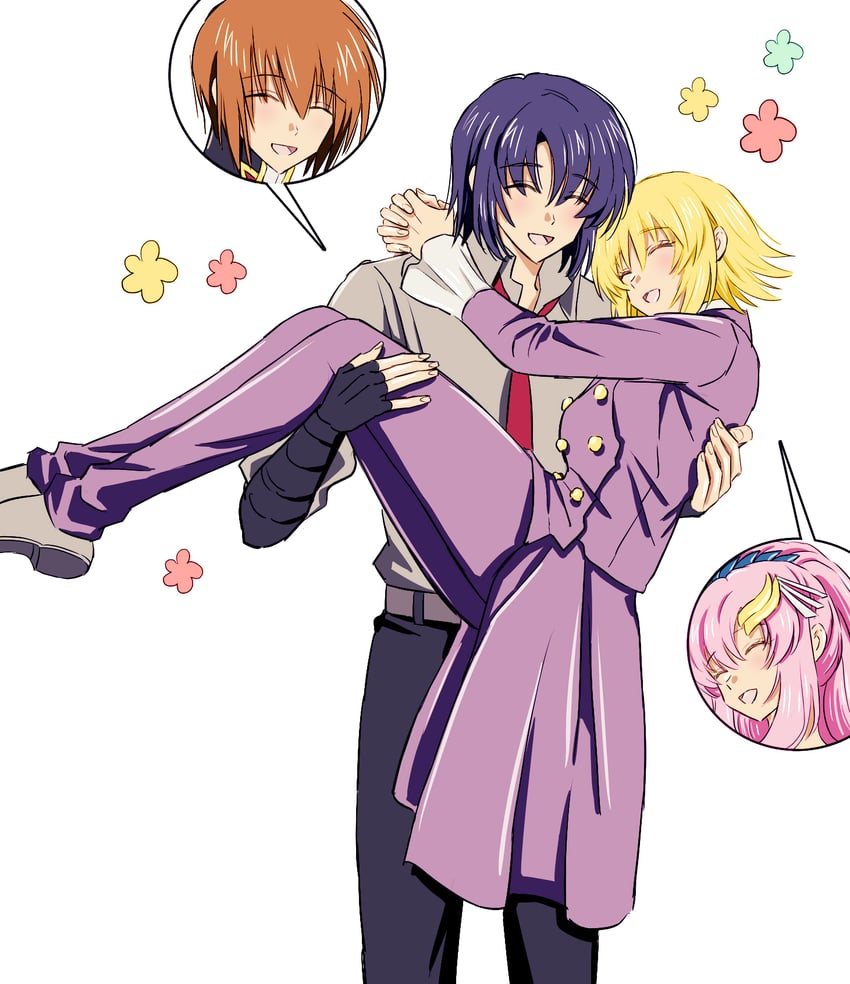 cagalli yula athha, athrun zala, lacus clyne, and kira yamato (gundam and 2 more) drawn by blueblue929