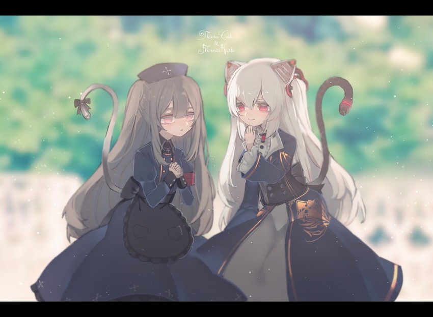 nora cat and minai karte (indie virtual youtuber and 1 more) drawn by minai_karte_(artist)