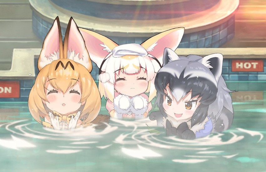 serval, common raccoon, and fennec (kemono friends and 1 more) drawn by sh703i