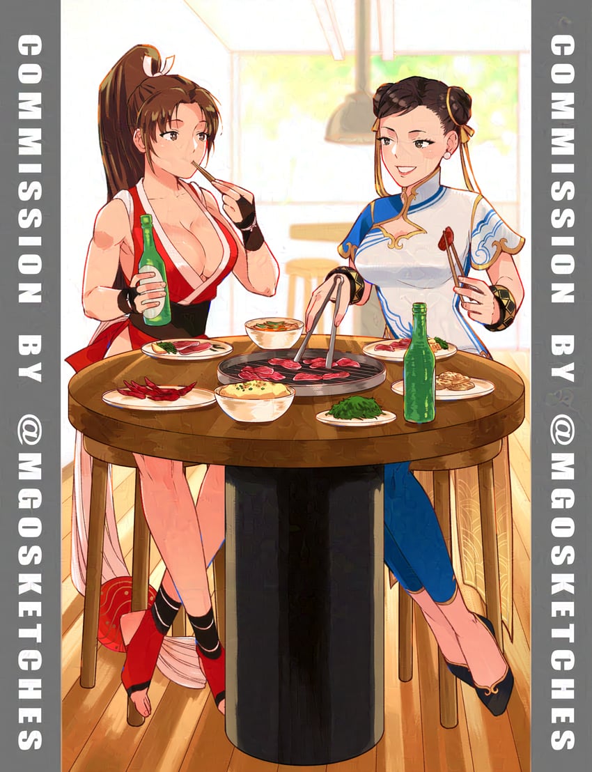 chun-li and shiranui mai (street fighter and 3 more) drawn by mango_(mgosketches)