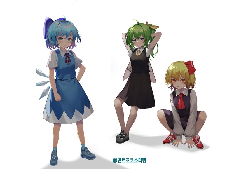 cirno, rumia, and daiyousei (touhou and 1 more) drawn by dobostorte