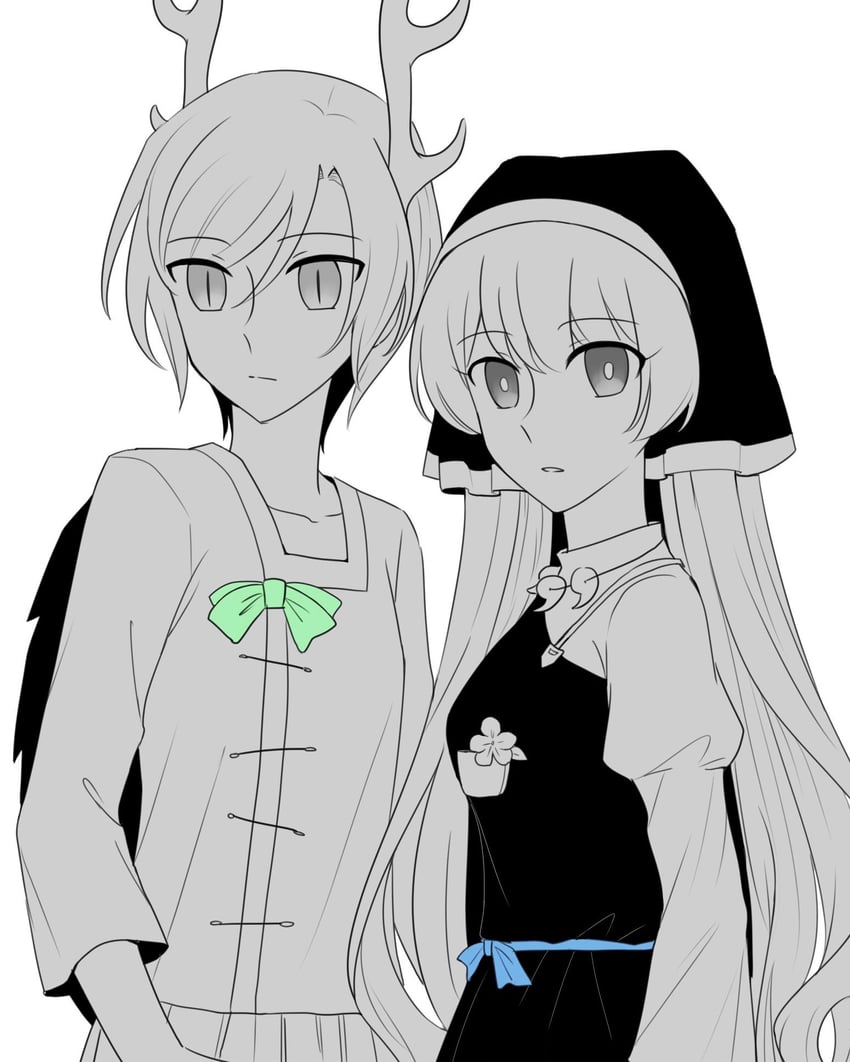 kicchou yachie and haniyasushin keiki (touhou) drawn by mask_(boring_mask)
