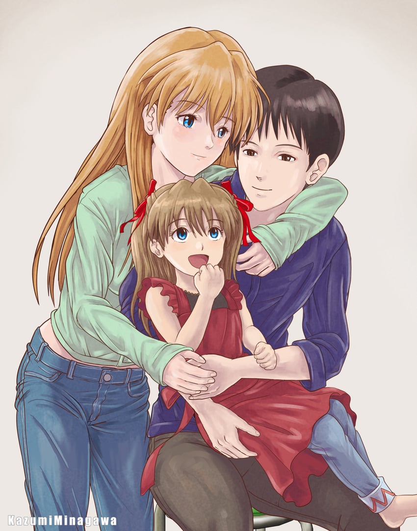 souryuu asuka langley and ikari shinji (neon genesis evangelion) drawn by kazumina