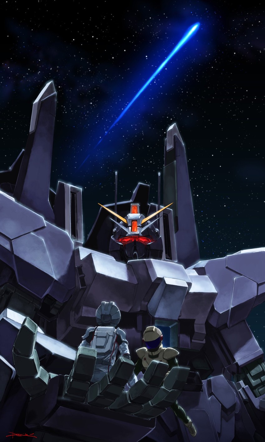 banagher links, unicorn gundam phenex, jona basta, and silver bullet suppressor (gundam and 1 more) drawn by daue