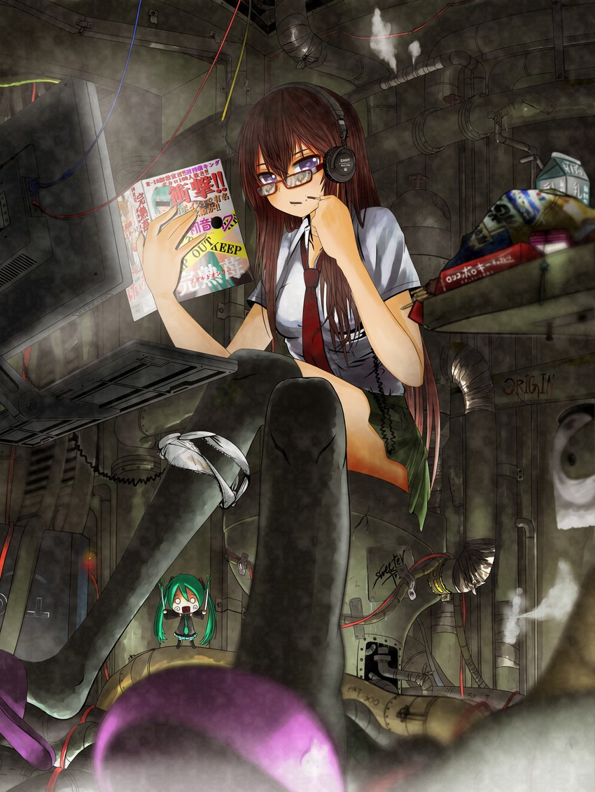 hatsune miku, makise kurisu, and hachune miku (vocaloid and 1 more) drawn by sweeter_(h110111)
