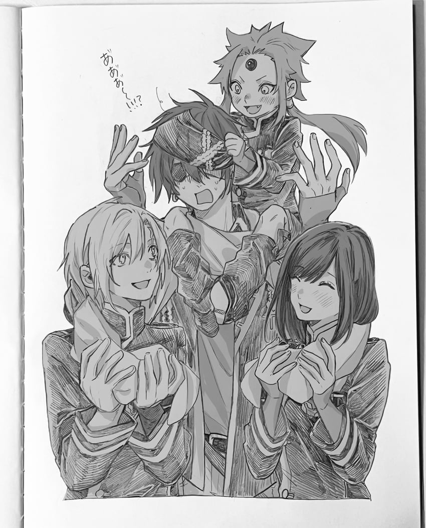 lenalee lee, allen walker, lavi, and timothy hearst (d.gray-man) drawn by richiumu