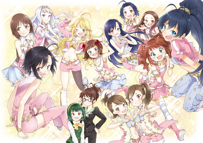 hoshii miki, kisaragi chihaya, amami haruka, kikuchi makoto, shijou takane, and 9 more (idolmaster) drawn by miyabi_akino