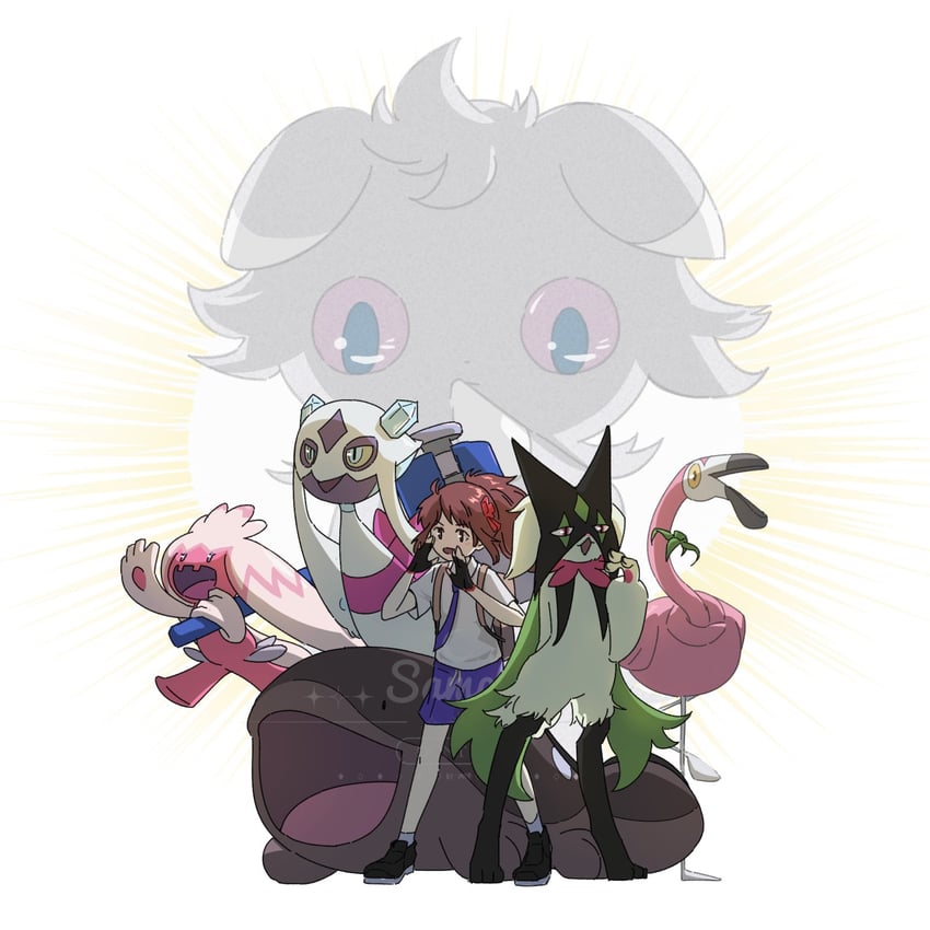 meowscarada, froslass, clodsire, espurr, tinkaton, and 1 more (pokemon and 1 more) drawn by robinlovesop