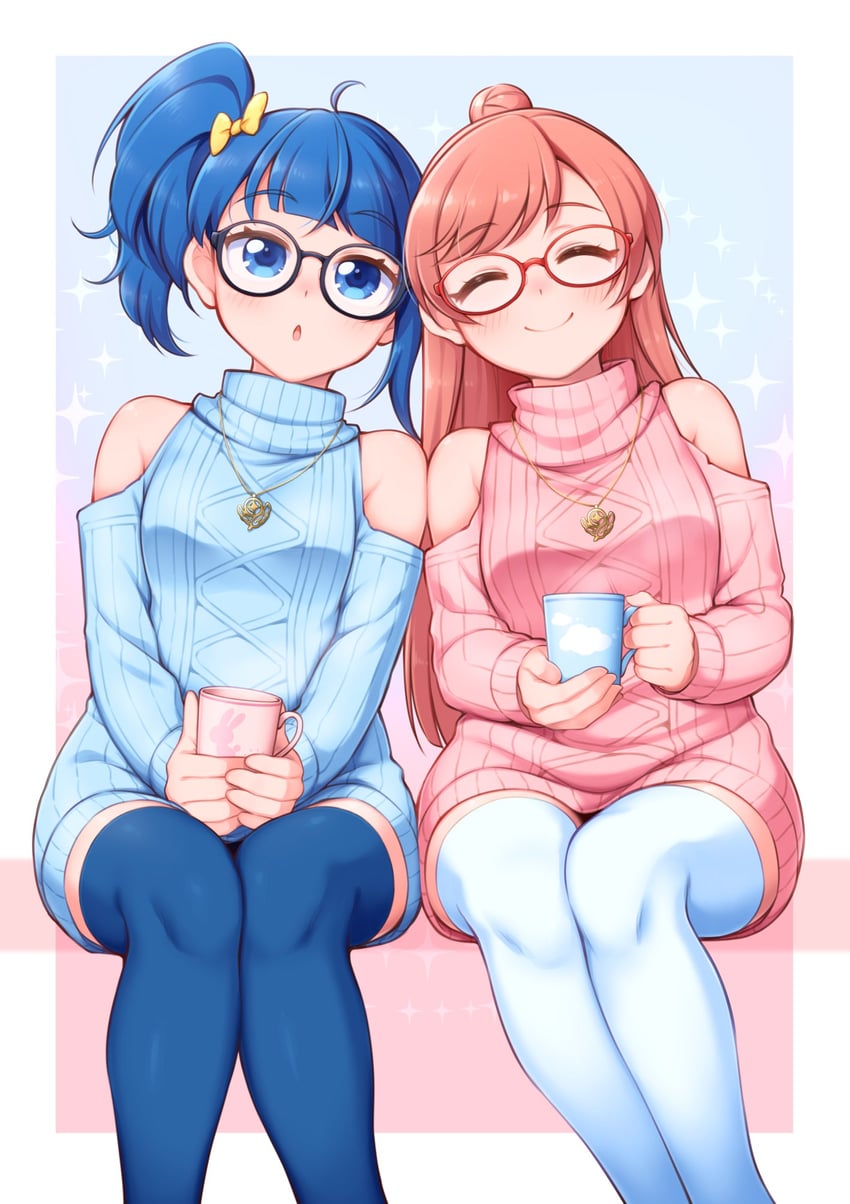 sora harewataru and nijigaoka mashiro (precure and 1 more) drawn by arakawa_tarou