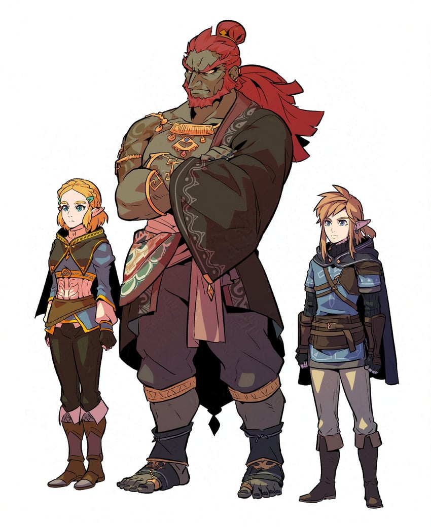link, princess zelda, and ganondorf (the legend of zelda and 1 more) drawn by redlhzz