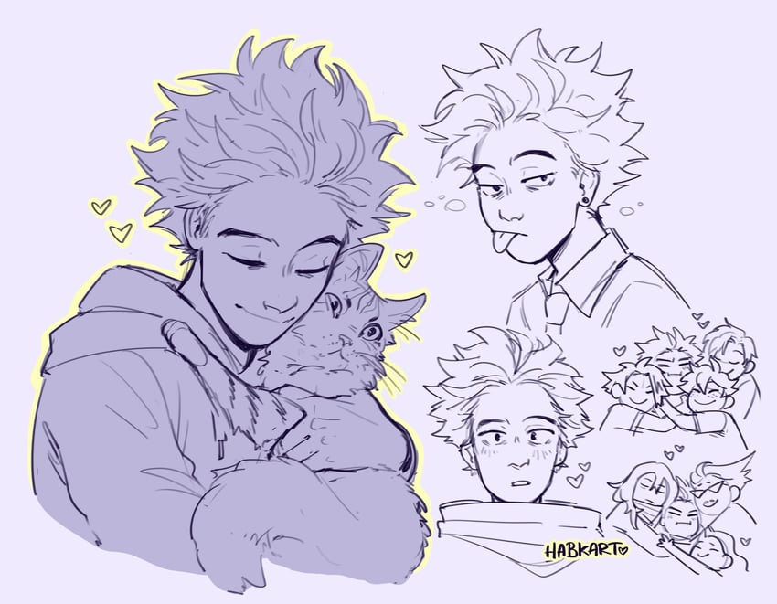 midoriya izuku, aizawa shota, kaminari denki, eri, shinso hitoshi, and 2 more (boku no hero academia) drawn by habkart