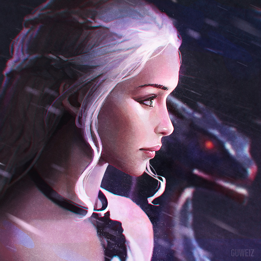 daenerys targaryen (a song of ice and fire and 1 more) drawn by guweiz