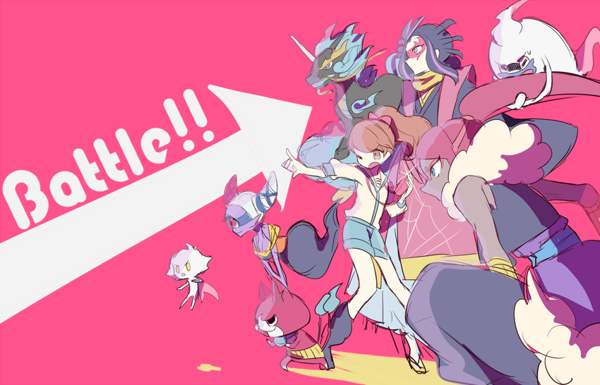 jibanyan, whisper, kodama fumika, fuumin, jorougumo, and 3 more (youkai watch) drawn by akuama