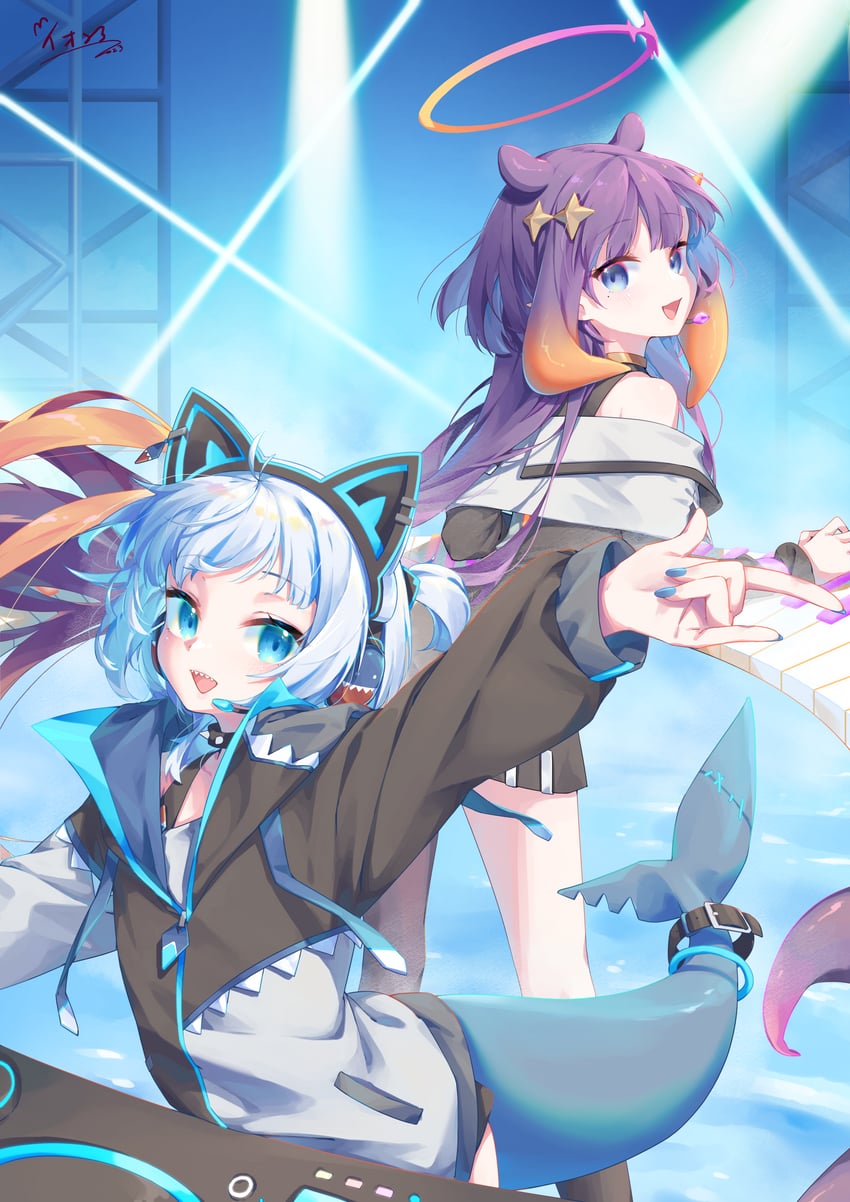 gawr gura and ninomae ina'nis (hololive and 1 more) drawn by aeon_ion