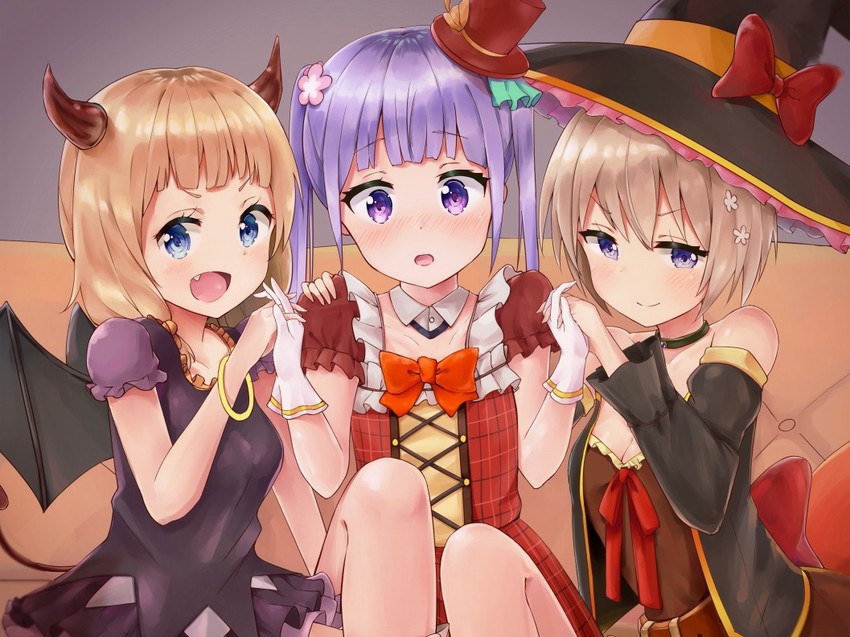 suzukaze aoba, sakura nene, and hoshikawa hotaru (new game!) drawn by racchi.