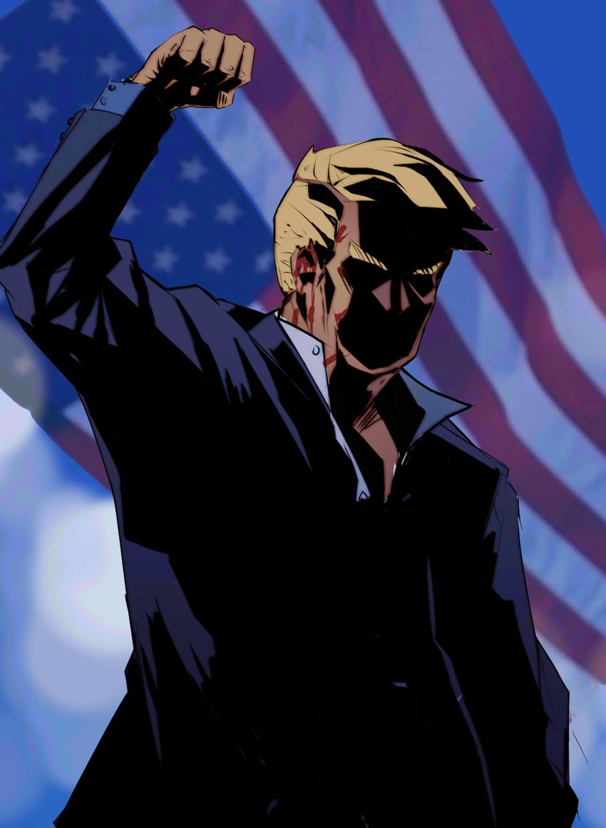 all might and donald trump (boku no hero academia and 1 more) drawn by funi_xd