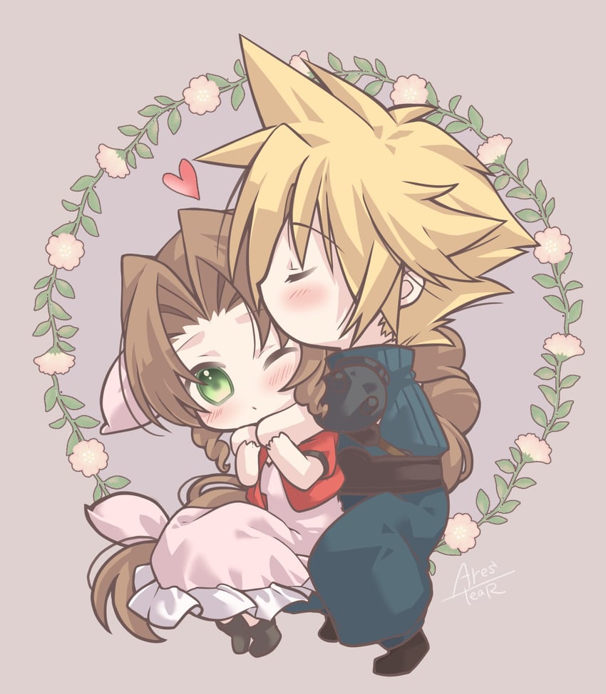 cloud strife and aerith gainsborough (final fantasy and 2 more) drawn by arestear0701