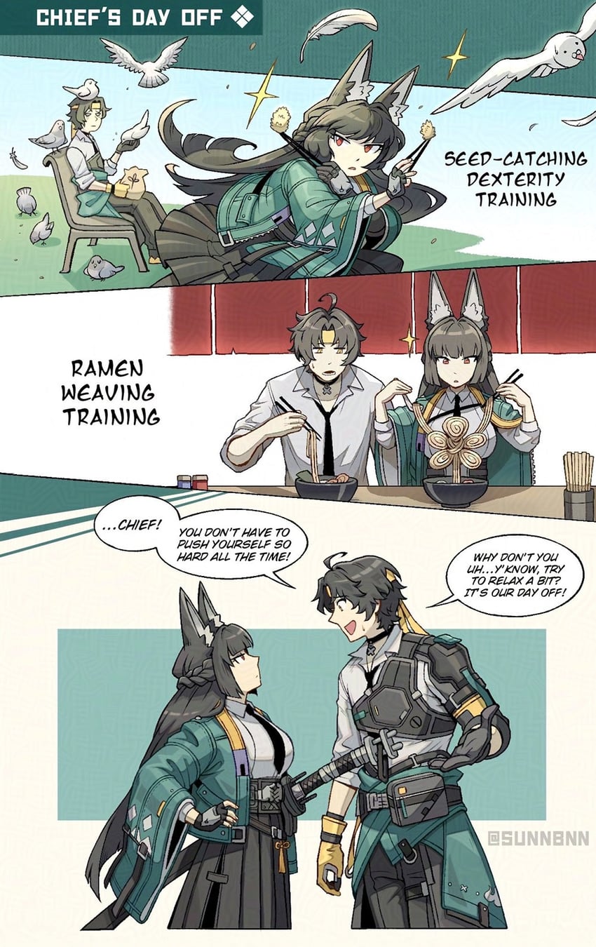 hoshimi miyabi and asaba harumasa (zenless zone zero) drawn by sunnbnn
