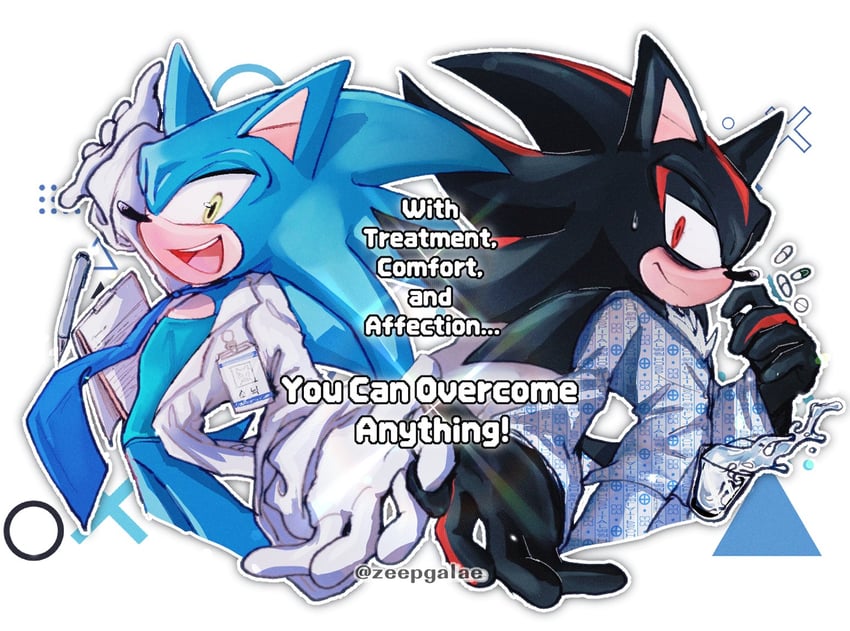 sonic the hedgehog and shadow the hedgehog (sonic) drawn by shapam_(zeepgalae)