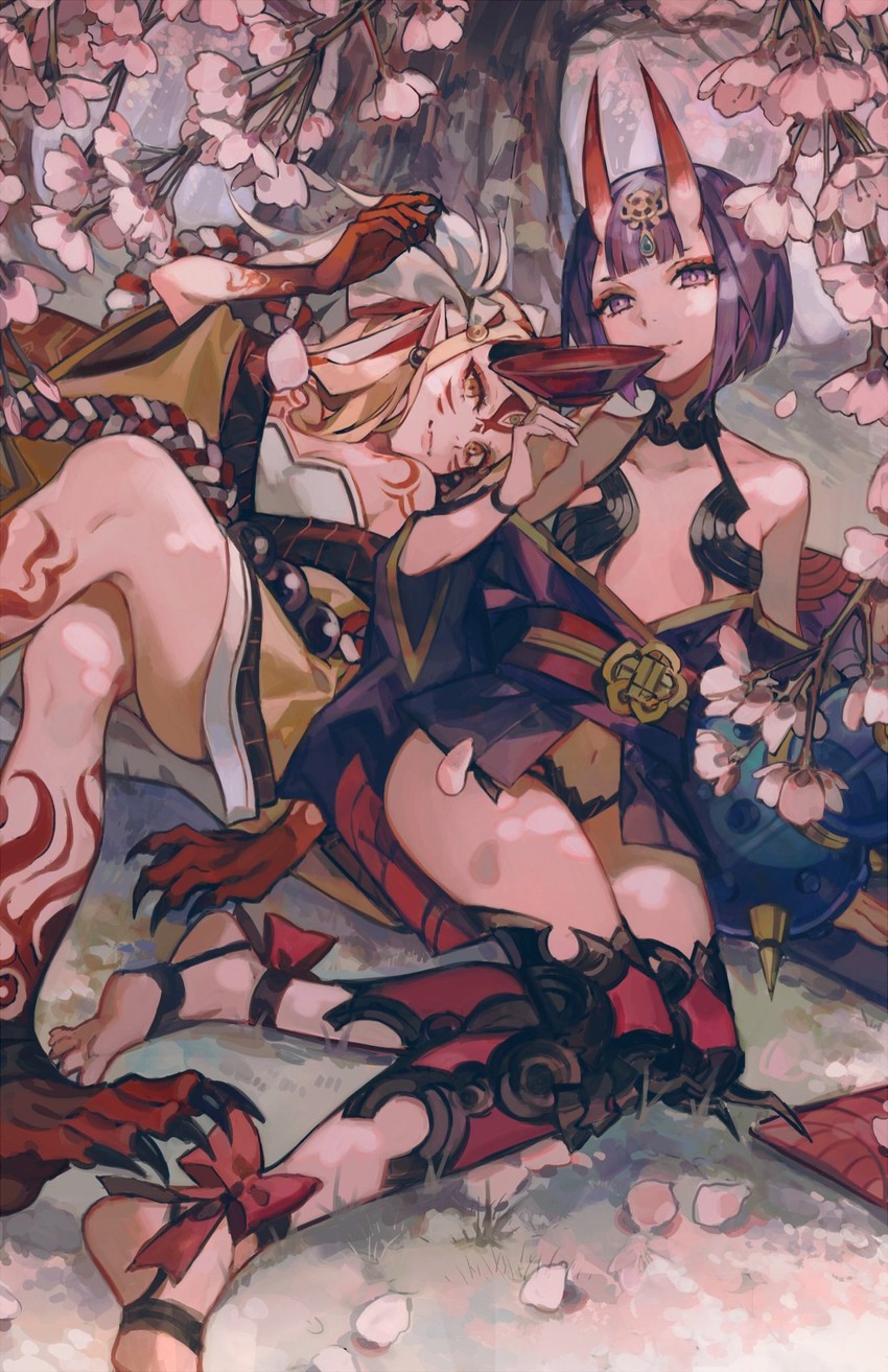 shuten douji and ibaraki douji (fate and 1 more) drawn by kaneblob and yueko_(jiayue_wu)