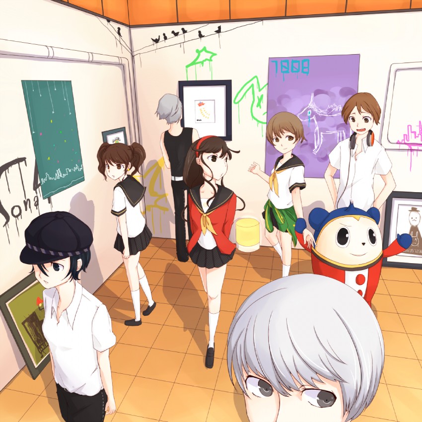 narukami yu, shirogane naoto, satonaka chie, kujikawa rise, amagi yukiko, and 3 more (persona and 1 more) drawn by gumi_(prrrrrrrart)