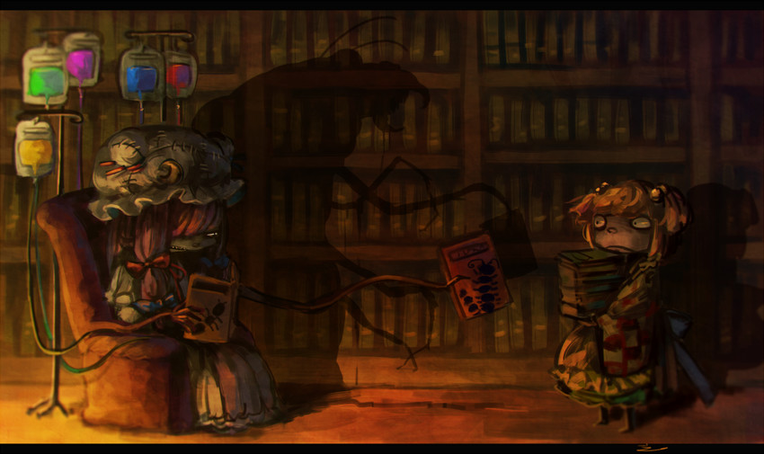 patchouli knowledge and motoori kosuzu (touhou) drawn by koto_inari