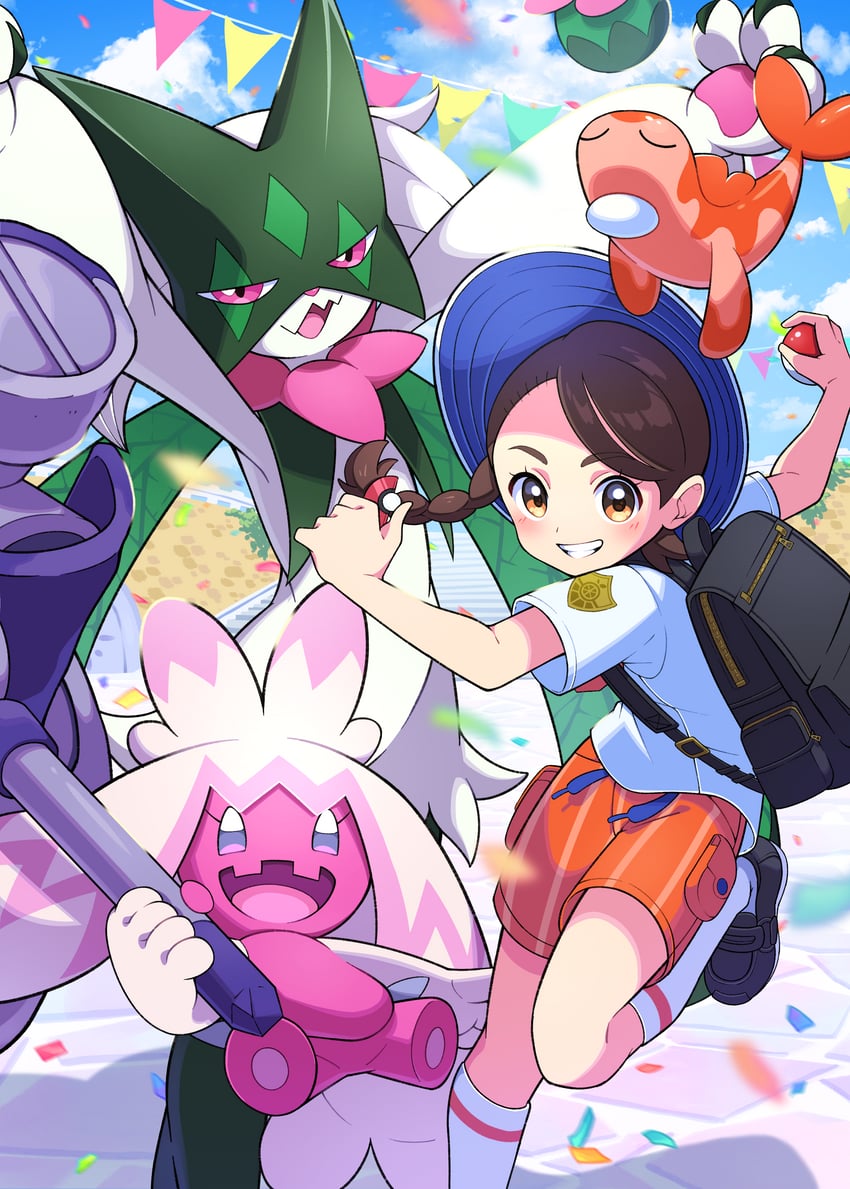 juliana, meowscarada, tinkaton, and tatsugiri (pokemon and 1 more) drawn by pon_yui