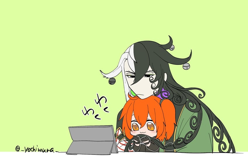 fujimaru ritsuka and ashiya douman (fate and 1 more) drawn by yoshimura