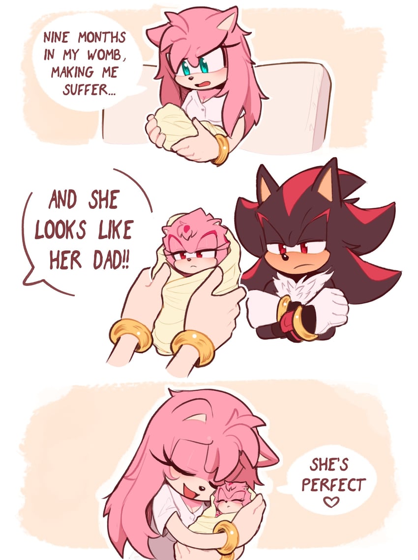 shadow the hedgehog, amy rose, and maria the hedgehog (original and 1 more) drawn by toonsite