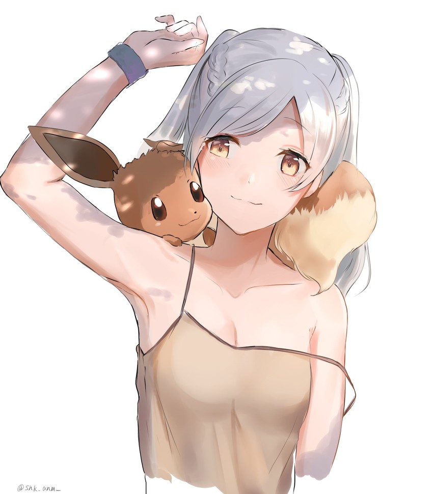 eevee and female robin (pokemon and 3 more) drawn by niko_(aiai03012)