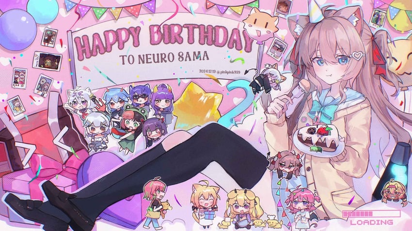 neuro-sama, bao, evil neuro-sama, annytf, akuma nihmune, and 12 more (indie virtual youtuber and 2 more) drawn by pinkpink939