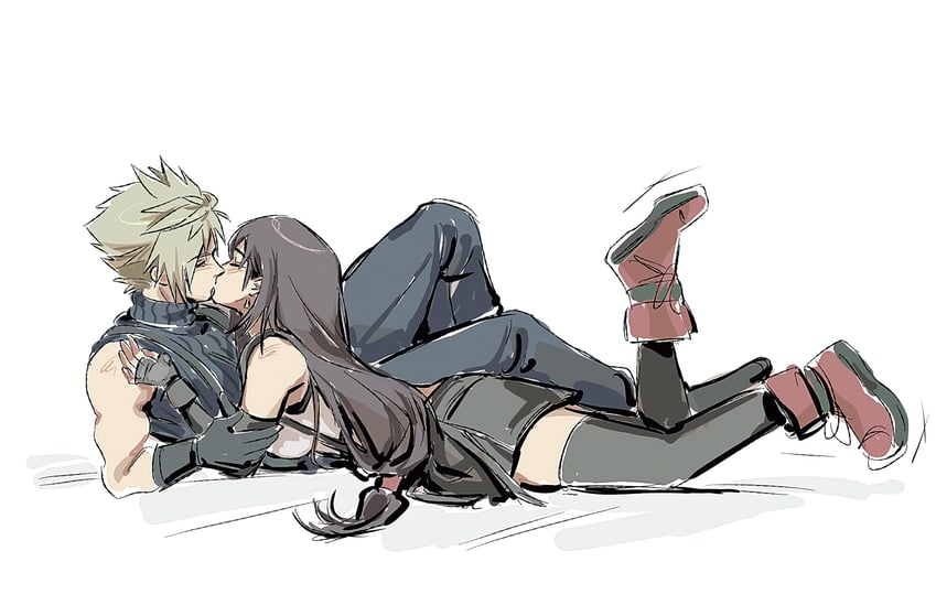 tifa lockhart and cloud strife (final fantasy and 2 more) drawn by morgengischt