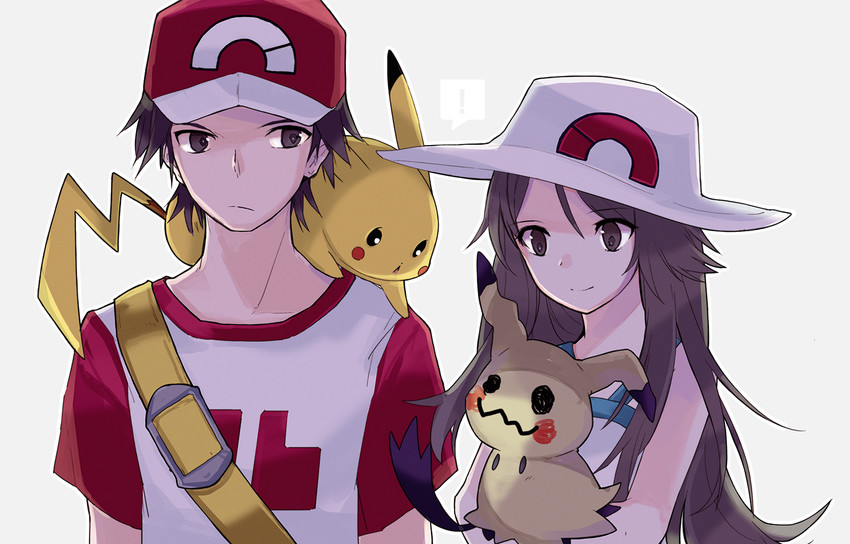pikachu, red, leaf, and mimikyu (pokemon and 1 more) drawn by lillin