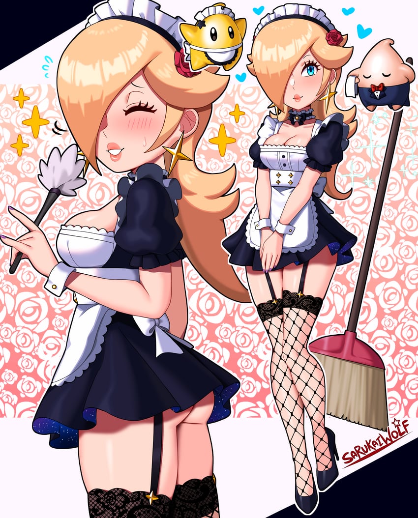 rosalina, luma, and baby luma (mario and 1 more) drawn by sarukaiwolf