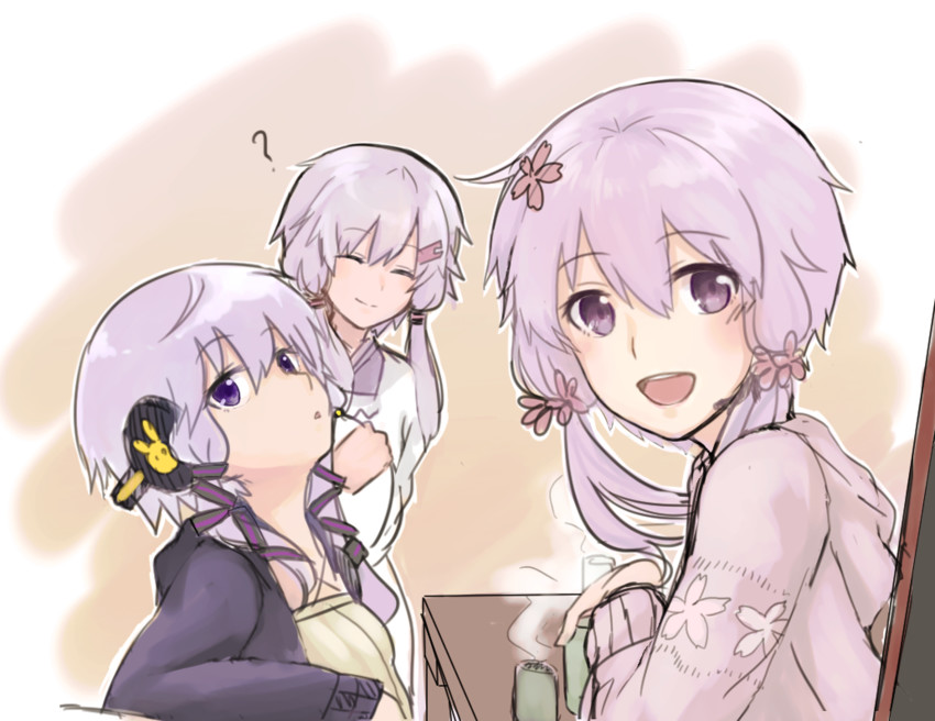 yuzuki yukari (vocaloid and 1 more) drawn by kemokain