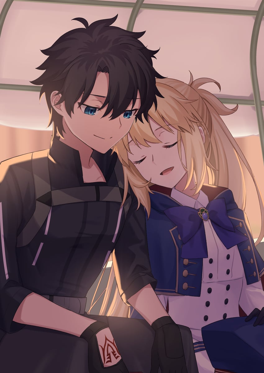 artoria pendragon, fujimaru ritsuka, and artoria caster (fate and 1 more) drawn by yu_sakae