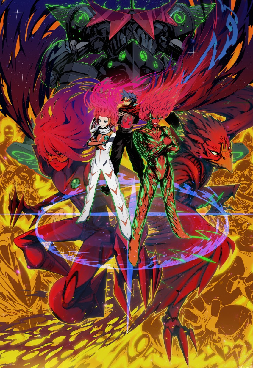 kamina, nono, antispiral, buster machine 7, chouginga gurren-lagann, and 1 more (tengen toppa gurren lagann and 4 more) drawn by arsenixc
