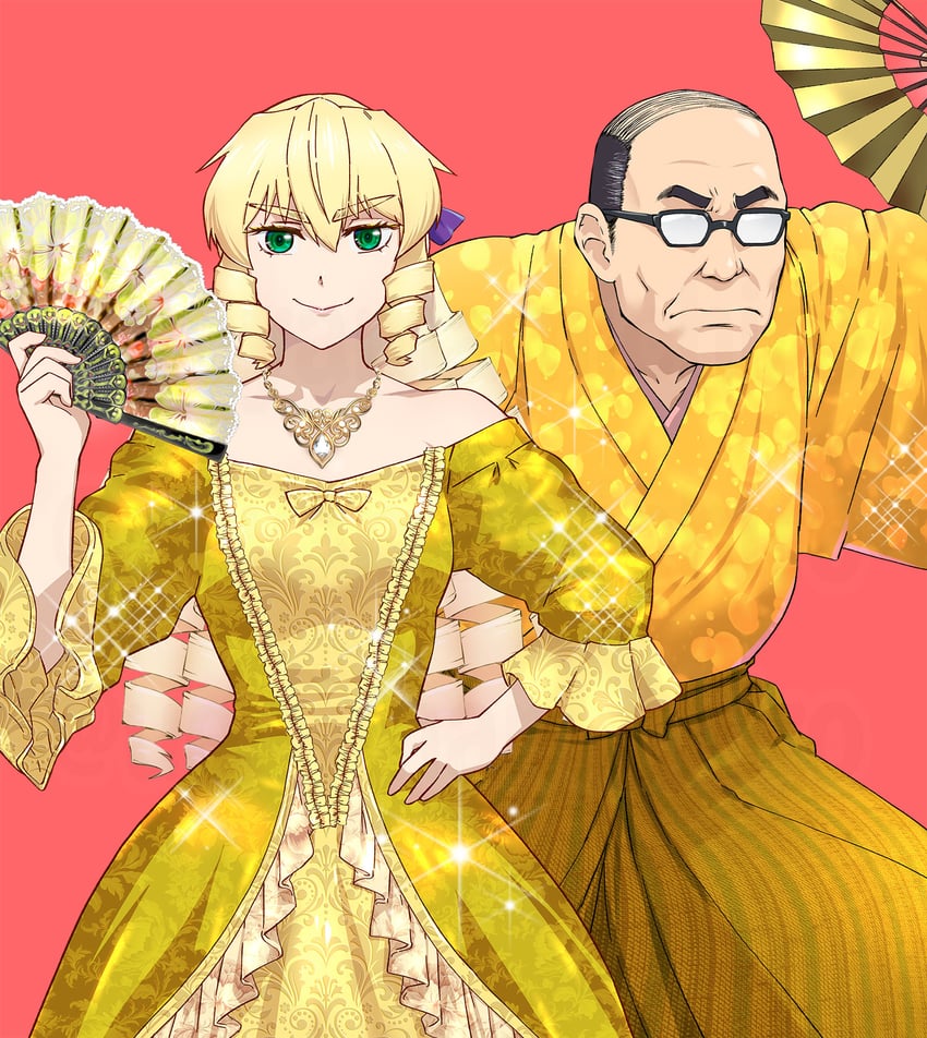 grace auvergne and tondabayashi kenzaburou (akuyaku reijou tensei ojisan) drawn by ueyama_michirou