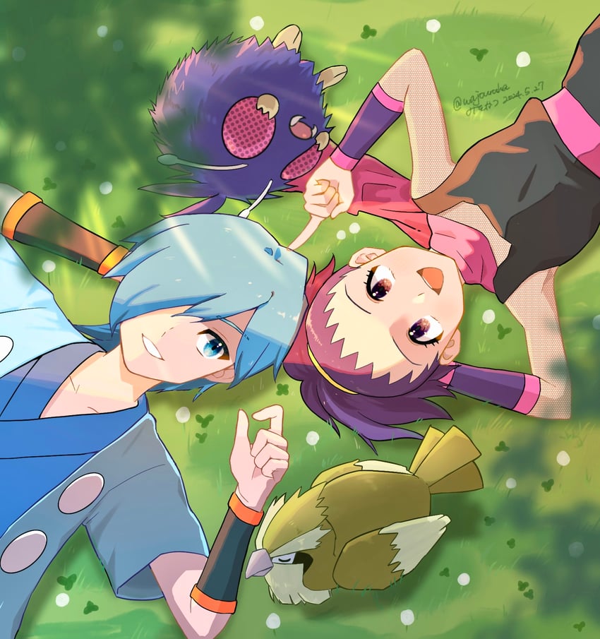 pidgey, falkner, venonat, and janine (pokemon and 1 more) drawn by wajou-uruha