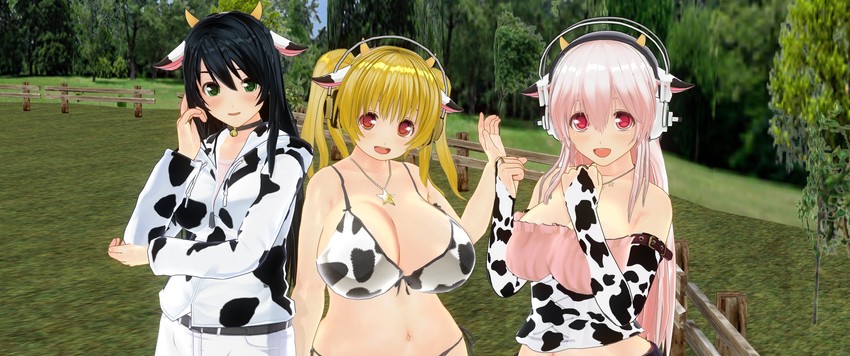 super sonico, super pochaco, and fujimi suzu (nitroplus) drawn by uld_macaron