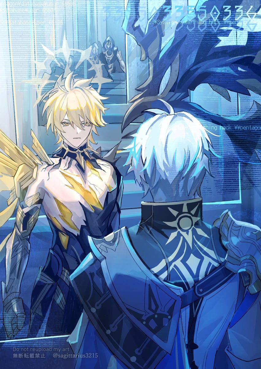 phainon and flame reaver of the deepest dark (honkai and 1 more) drawn by kukatsuma