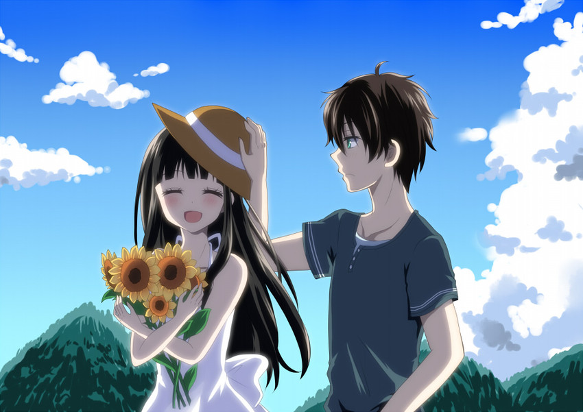 chitanda eru and oreki houtarou (hyouka) drawn by kokonogi_kisara