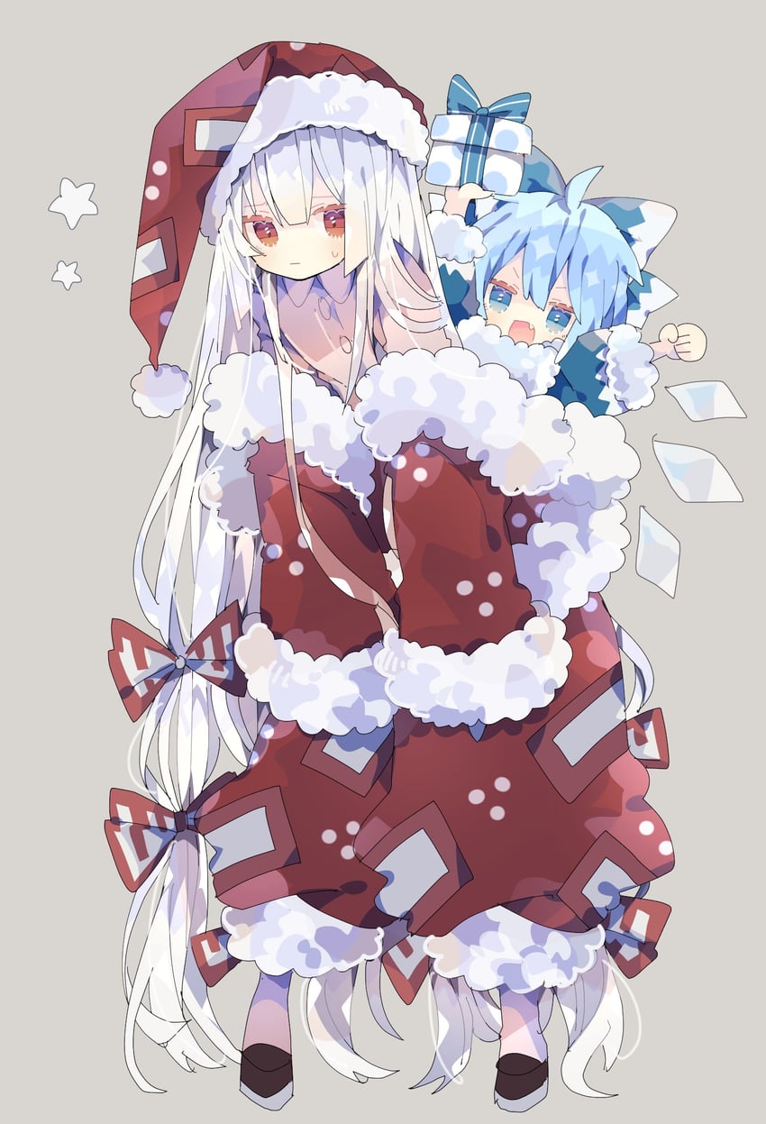 cirno and fujiwara no mokou (touhou) drawn by nikorashi-ka
