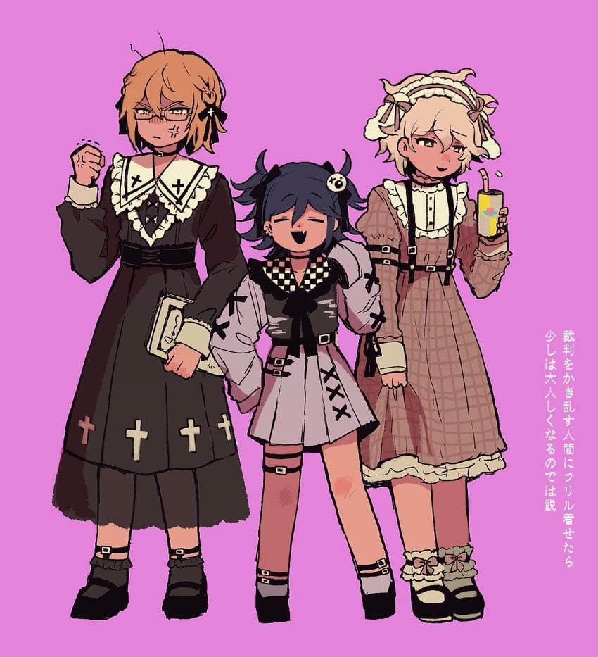 oma kokichi, komaeda nagito, and togami byakuya (danganronpa and 3 more) drawn by funya_(nekokaitaia)