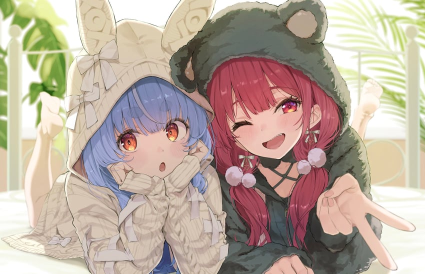 houshou marine and usada pekora (hololive) drawn by anno_masato