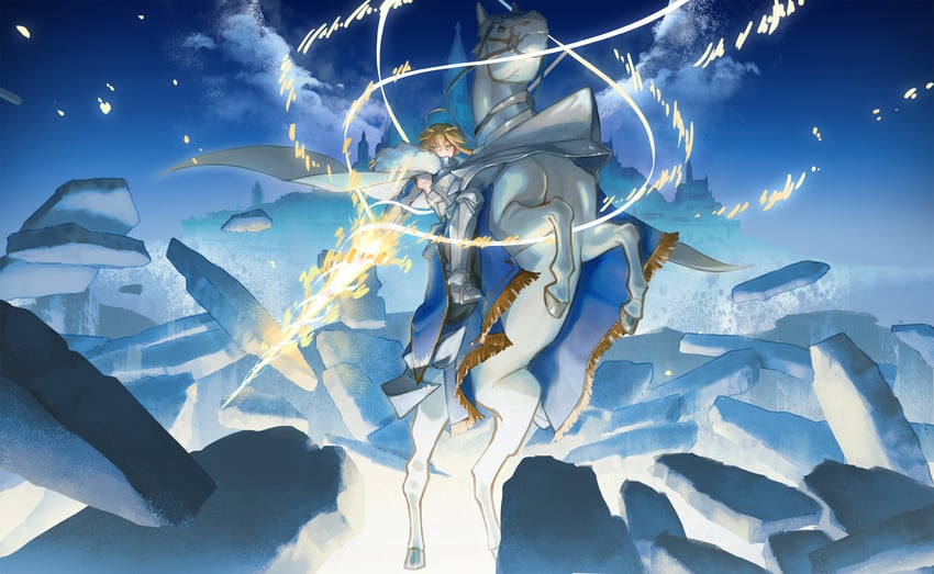 artoria pendragon, lion king, and dun stallion (fate and 1 more) drawn by shizuno_shizumu