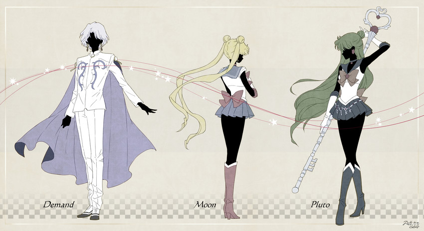 tsukino usagi, sailor moon, meiou setsuna, sailor pluto, and prince demande (bishoujo senshi sailor moon and 1 more) drawn by saki_(hxaxcxk)